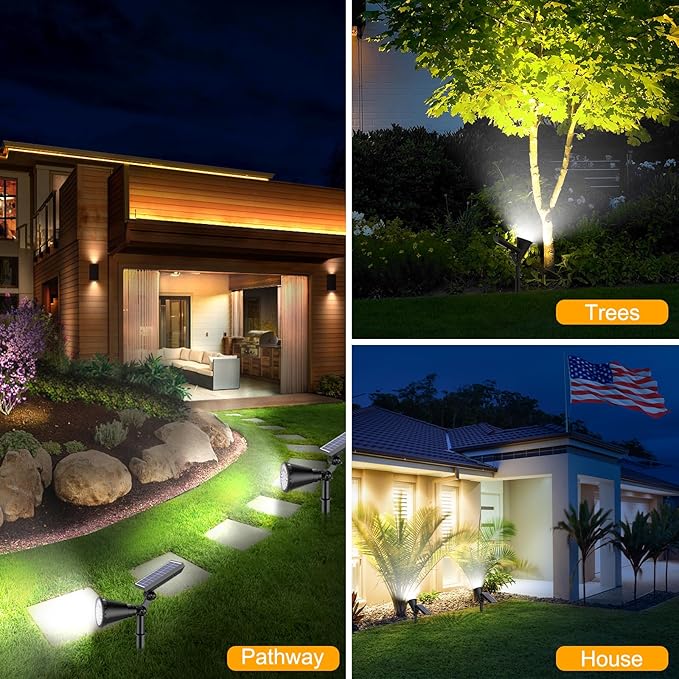 Solar Lights Outdoor Waterproof, 36 LEDs 1000LM Adjustable Solar Spot Lights Outdoor, 2-in-1 Solar Powered Spotlight Landscape Lighting for Garden, Yard, Pathway- 1 Pack (Cool White) Rootora