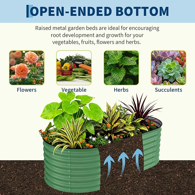 Garvee 2 Pack Galvanized Raised Garden Beds - 6x3x2ft Planter Box for Vegetables, Flowers, Rust-Resistant Garden Box, Easy Assembly Raised Beds, Durable Planters for Outdoor Plants, Green Garvee