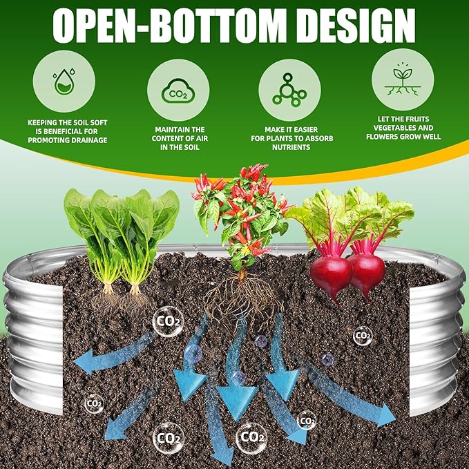 17" Tall Elevated Oval Metal Raised Garden Bed - 5ft x 2ft in Size and 0.8MM Thick Durable Planter Bed/Box for Vegetables Flowers Succulent at Patio/Garden Outdoor (Silver, 5X2X1.4 FT) TBMLC