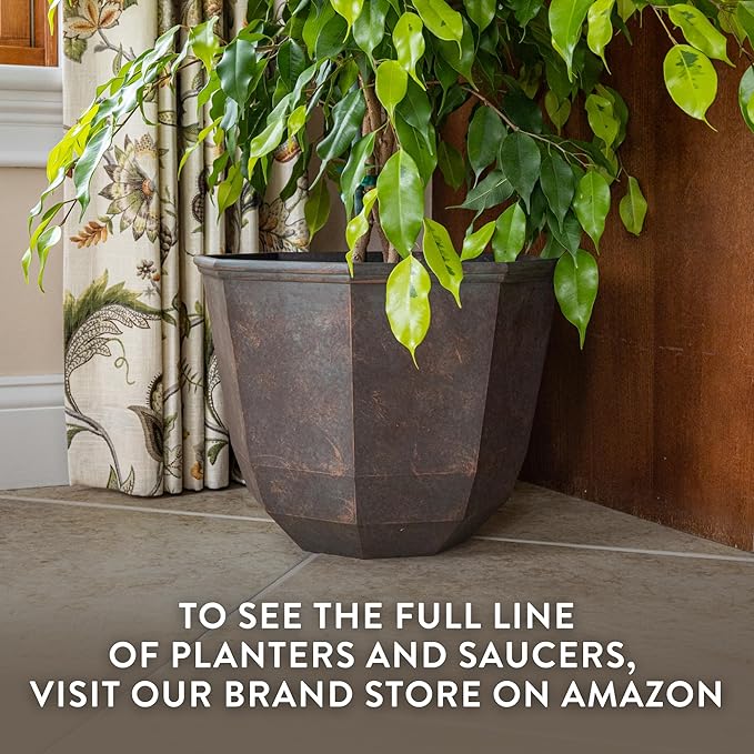 Classic Home and Garden Shaina Planting Pots - Lightweight Indoor & Outdoor Plant Pots - UV-Resistant Resin Flower Pots - Pot Planters for Flowers & Herbs (15” Indigo) ClassicHomeandGarden