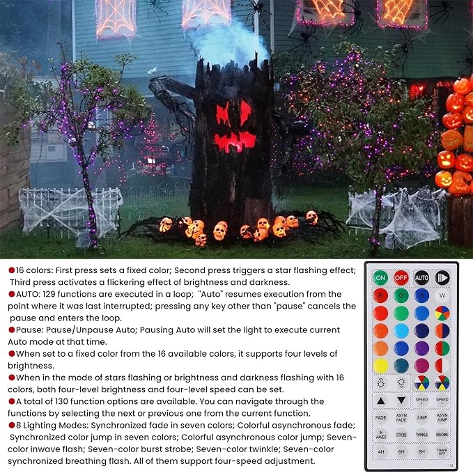 LJLNION 98.5ft Christmas Lights Color Changing with Remote, 300 LED RGB Fairy String Lights Halloween Decorative Lights, 8 Lighting Modes & Timer, Plug in Indoor Outdoor Xmas Wedding Party Decor LJLNION