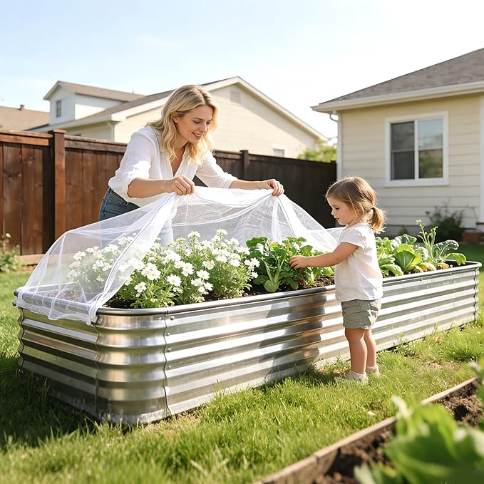 2 Pack Garden Netting for Raised Beds, 74.8" x 39.3" x 19.6" Garden Bed Insect Bird Netting Cover, Raised Garden Bed Plant Cover Mesh Pest Barrier Screen for Protecting Vegetables Fruits Flowers PurpleStar