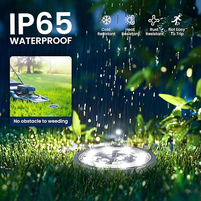 SOLPEX 10 Pack Solar Ground Lights Outdoor Waterproof, Solar Powered Pathway Lights, Landscape Lighting for Garden Walkway Driveway Backyard Decor (Cool White) Solpex