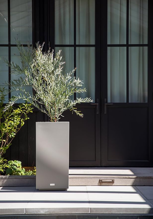 Veradek Block Series Pedestal Planter - Tall Planter for Indoor or Outdoor Front Porch | All-Weather Use with Removable Insert Bucket | Modern Décor for Flowers, Tall Trees, Faux Plants VeradekOutdoor