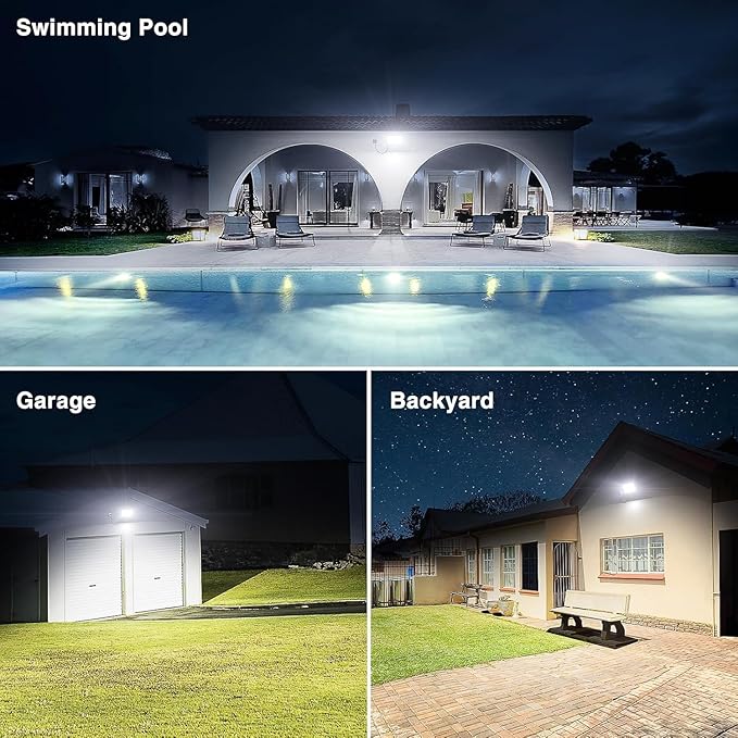 Onforu 200W Flood Lights Outdoor,19000lm Bright LED Work Light with Plug,6500K Daylight White LED Flood Lighting,IP66 Waterproof Security Yard Lights for Yard Garage Stadium 2 Pack Onforu