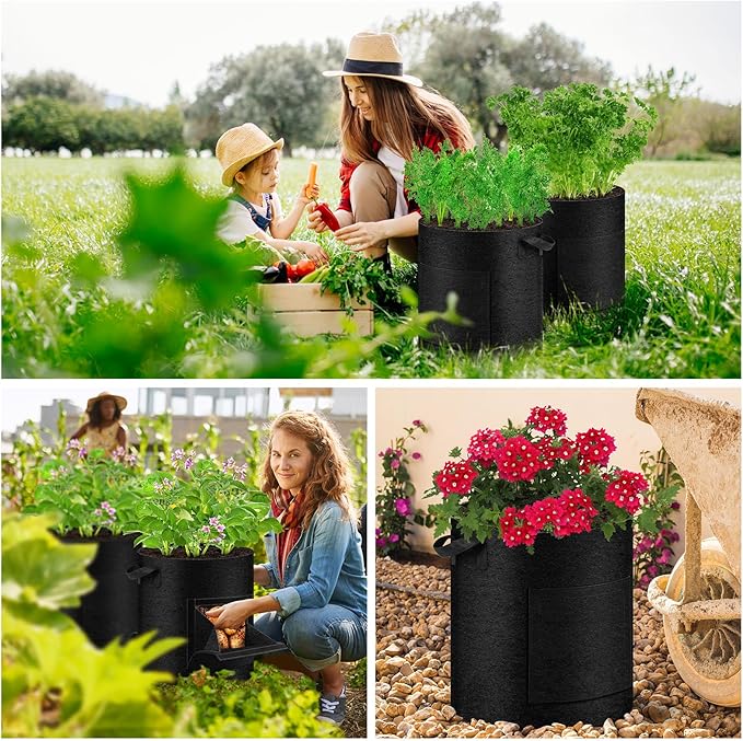 2 Pack 20 Gallon Potato Grow Bags with Pull-Down Harvest Window, Potato Bags for Growing Potatoes Heavy Duty Thickened Nonwoven Fabric Gardening Vegetable Growing Bags with Visible Window WelcometoUJG%EF%BC%81