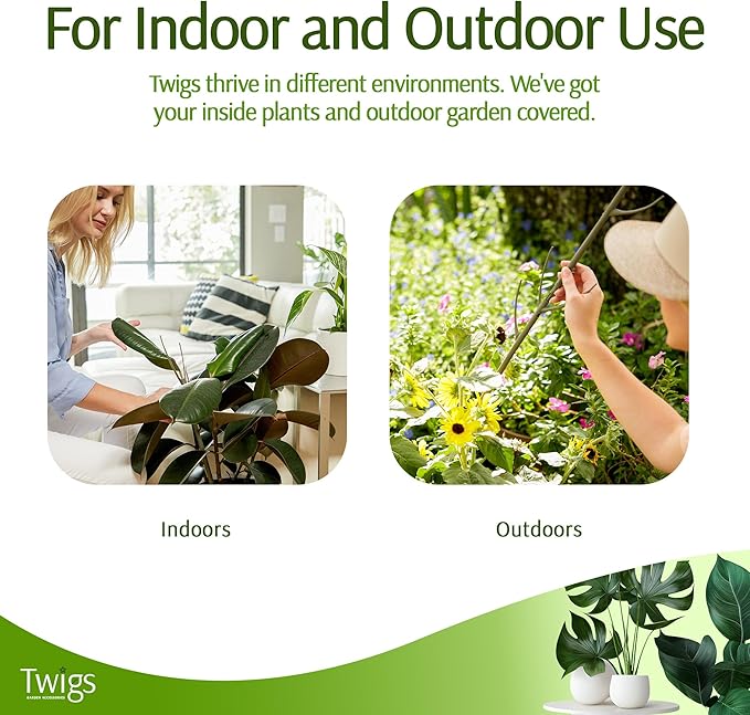 Mini Twigs Plant Support Stakes for Small Plants, Indoor & Outdoor Use, Gardening Supplies, Garden Accessories, Trellis & Ring Alternative, Made in USA - Moonstone, 10 Pack, 12" L TwigsGardenAccessories