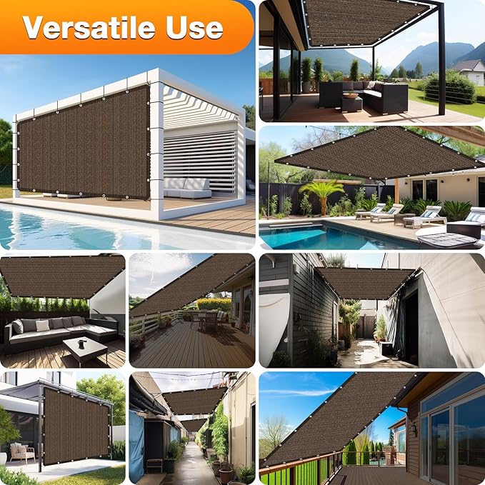 Artpuch Sun Shade Cloth with Grommets & D-Rings, 90% UV Protection Shade Cover, Rectangle Shade Sail for Outdoor, Patio, Pergola (Custom Size) Artpuch