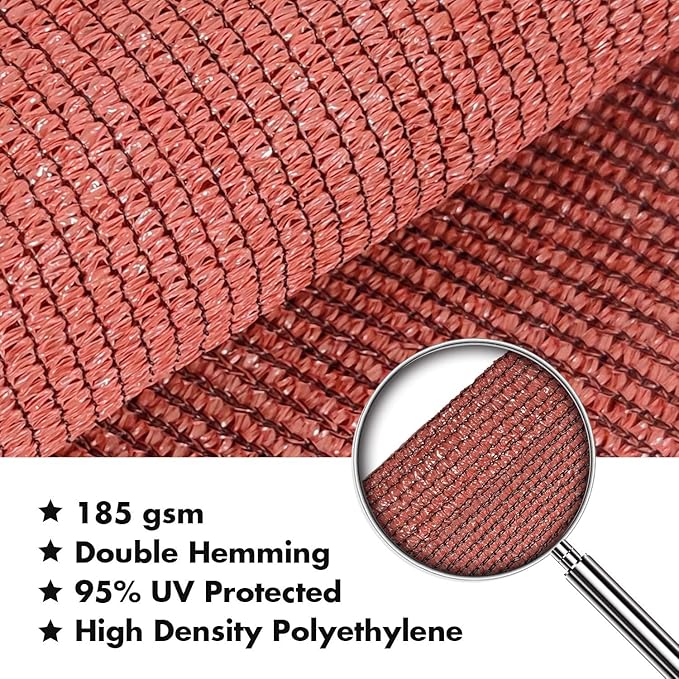 KANAGAWA Sun Shade Sail Curved 24'X24' Rust Red Rectangle Outdoor Shade Cover UV Blovk Canopy for Patio Garden Backyard Heavy Duty Permeable 185GSM (We Make Custom Size) KANAGAWA
