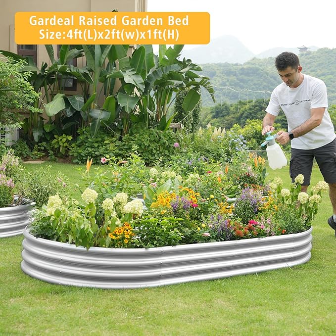 Garden Galvanized Raised Garden Bed Kit - Metal Planter Box for Vegetables/Herbs/Flowers, Heavy-Duty Steel Outdoor Garden Box with Reinforced Edges Gardeal