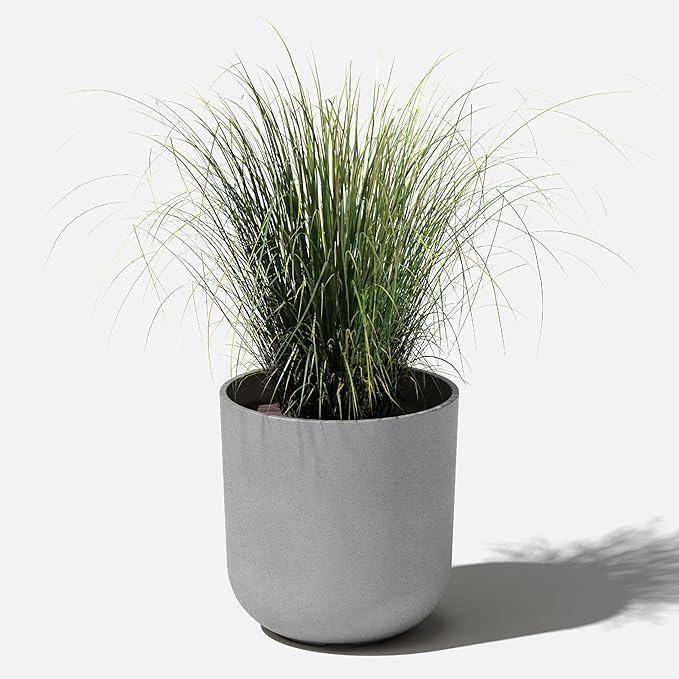 Veradek Mason Series Lima Planter - Round Planter for Indoor or Outdoor Porch/Garden | Made from Plastic-Stone Composite with Drainage Holes | Modern Décor for Succulents, Flowers, Small Plants VeradekOutdoor