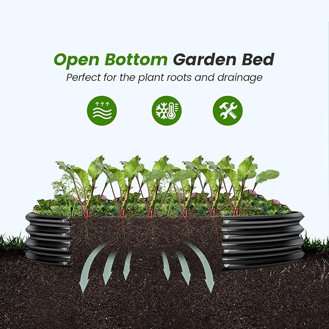 Land Guard 3×3×1ft Galvanized Raised Garden Bed Kit, Round Galvanized Planter Raised Garden Boxes Outdoor, Large Metal Raised Garden Beds for Vegetables, Grey LandGuard