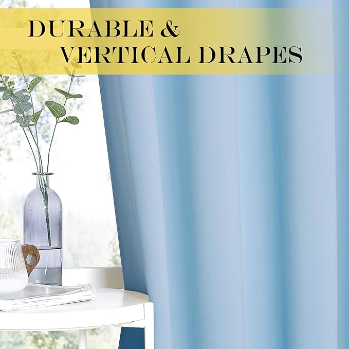 NICETOWN Blue Room Divider Curtains 100 inches Wide Curtains, Grommet Thermal Insulated Blackout Window Treatment Room Darkening for Sliding Glass Door Bedroom, 1 Panel, W100 x L84 NICETOWN