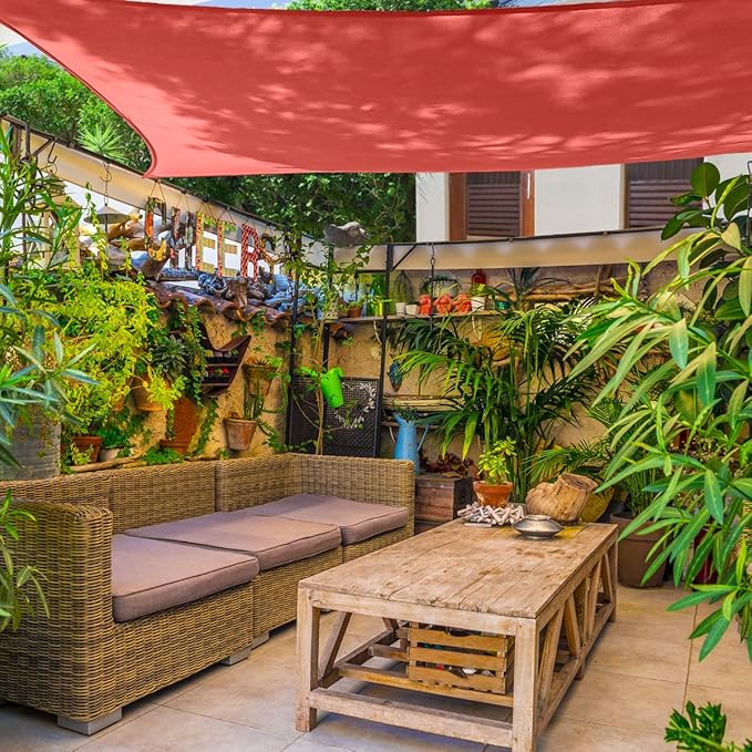 AsterOutdoor Sun Shade Sail Rectangle 12' x 12' UV Block Canopy for Patio Backyard Lawn Garden Outdoor Activities, Terra AsterOutdoor