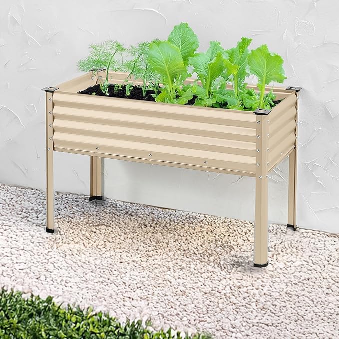 Best Choice Products 48x24x30in Galvanized Raised Garden Bed, Metal Elevated Planter Box, Vegetable Garden for Backyard, Patio, Balcony - Beige BestChoiceProducts