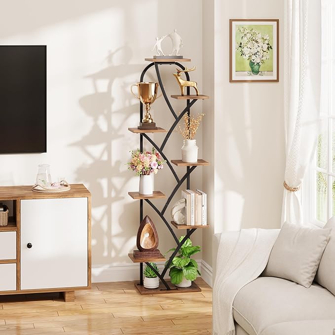 Plant Stand Indoor With Grow Lights - Corner Plant Stand For Indoor Plants, 51" Lighted Plant Shelf Indoor, 8 Tiered Tall Flower Holder, Dsiplay Rack For Living Room, Hallway, Home Décor Rootora