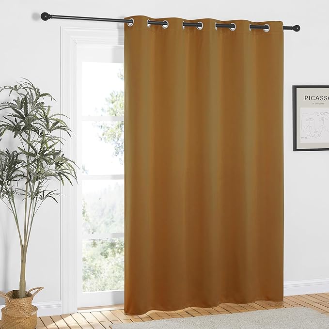 NICETOWN Gold Brown Blackout Curtains 84 inch Length, Grommet Top Room Darkening Drapes for Bedroom Living Room, Light Blocking Window Covering for Privacy (W66 x L84 Inch, 1 Panel) NICETOWN