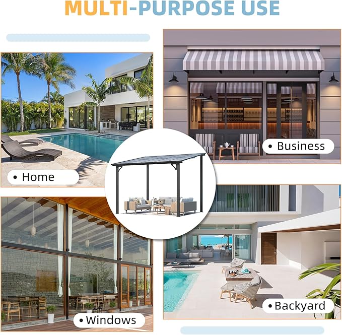 AECOJOY 22' x 8' Gazebo for Patio, Large Wall-Mounted Hard Top Lean-to Gazebo Pergola with Roof 8' x 22' on Clearance, Heavy Duty Patio Awnings for Decks, Backyard AECOJOY