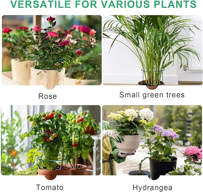 HiGift 3 Pack Peony Cages Support Stakes Ring for Garden, Round Plant Support for Outdoor (10" W x 17" H), Indoor Plant Cages Hoops Plant Rings for Tomatoes,Rose,Astilbes,Vine Indoor Potted Plants HiGift