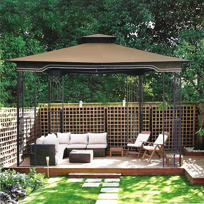 SCOCANOPY Replacement Gazebo Canopy for 10 x 12 Regency II Patio Gazebo Model L-GZ798PST,L-GZ798PST-E,A111014400,A101004104,A101004105 (Khaki) SCOCANOPY