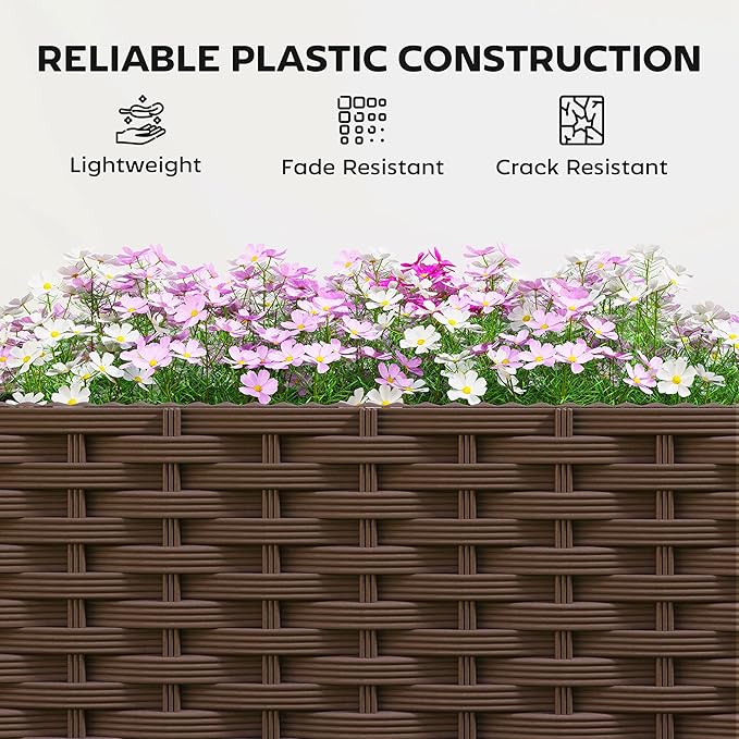 Outsunny Raised Garden Bed with Trellis, 46.5" Tomato Cage with Crop Cage, Self Watering Planter Box with Drainage Holes and Plugs for Outdoor Patio Climbing Plants, Vines, Vegetables, Flowers, White Outsunny