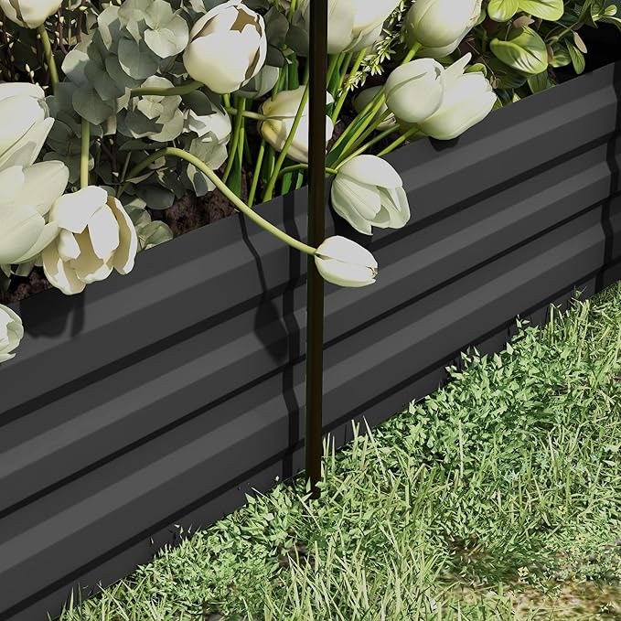 Outsunny 7.3 x 3.4 x 1 ft Galvanized Raised Garden Bed with Crop Cage Plant Protection Net and Shade Cloth Roof, Metal Planter Box with Cover for Vegetables, Flowers, Herbs, Dark Gray Outsunny