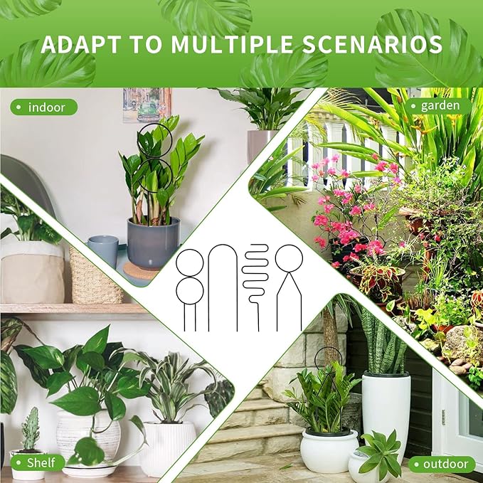 4 Pcs Small Metal Trellis for Potted Plants,Gold Trellis for Climbing Plants Indoor,Mini Trellis for Potted Plant Support Stake House Plant Trellis for Garden Potted,Hoya,Pothos,Flower,Monstera(Black) Rootora