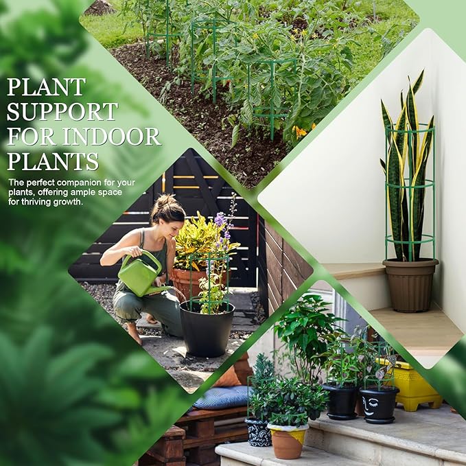 24Pcs Plant Support Stakes, Half Round Plant Stakes for Indoor Plants, Stackable Garden Flower Support, Plant Cages for Tomato,Monstera, Peony, Hydrangea, Climbing Plants First-zgel