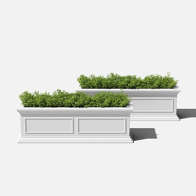 Veradek Brixton Window Box Plastic Planter - Large Rectangular Planter for Outdoor Balcony/Windowsill | Crack-Resistant All-Weather | Classic Estate Design for Flowers, Herbs, Succulents VeradekOutdoor