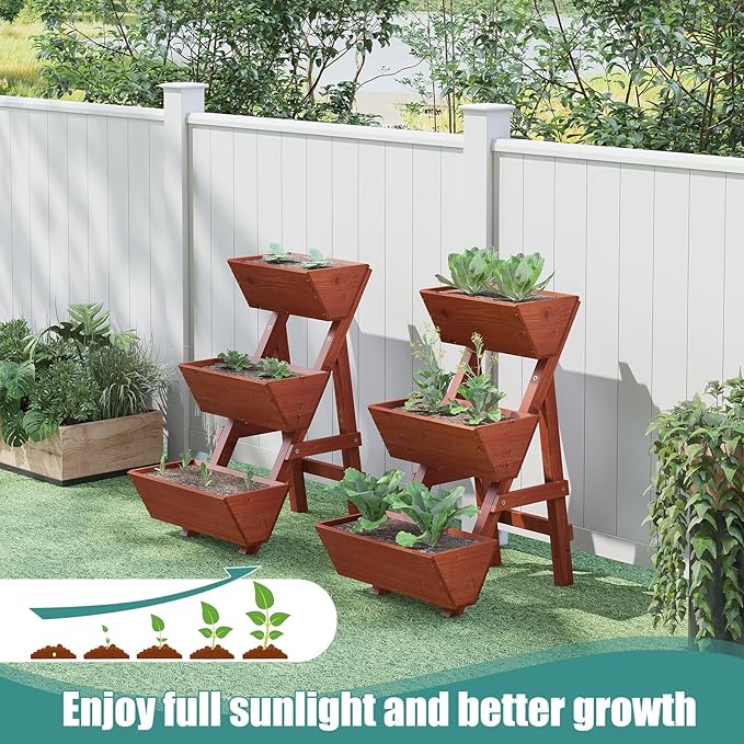 Raised Garden Bed, 3 Tier Small Vertical Garden Planter for Indoor & Outdoor, Raised Planter Box with Legs, Garden Planter Box for Flowers/Vegetables/Plants VIEWCARE