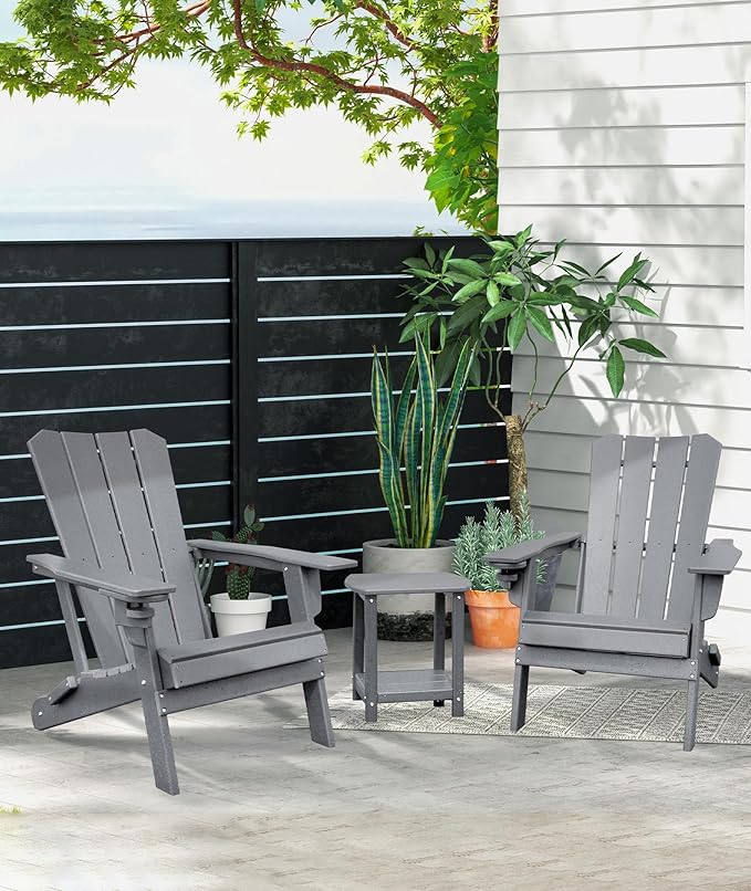 Adirondack Square Outdoor Side Table,2-Tier Storage Patio Side Table, HDPE End Tables for Backyard Pool Porch Garden Lawn GARDENSTAR