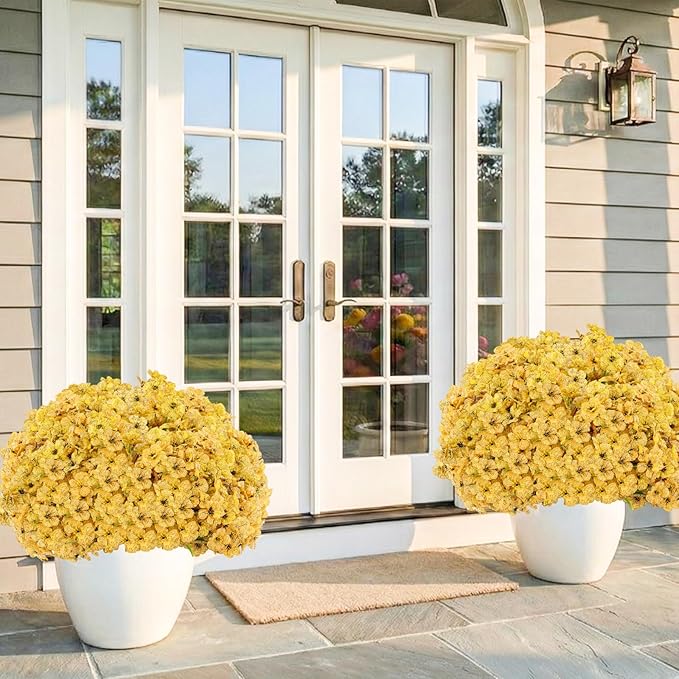22 Bundles Artificial Flowers Outdoor, Faux Flowers UV Resistant with Plastic Plants, Faux Silk Flowers for Outdoors Outside Front Porch Hanging Planter Window Box Garden Decoration Powbrace