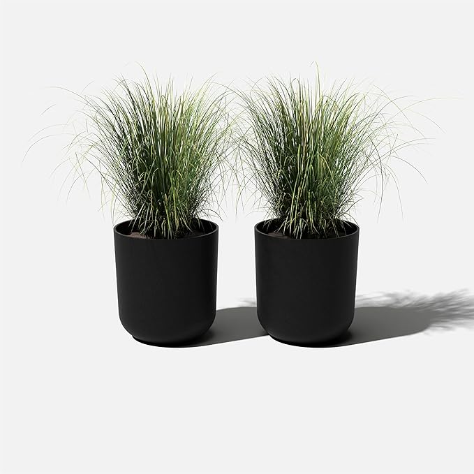 Veradek Round Black Plastic Planter Pots for Indoor/Outdoor Garden Use, with Drainage Holes, Suitable for Small to Large Succulent Plants, Flowers, Modern Interior Plants VeradekOutdoor