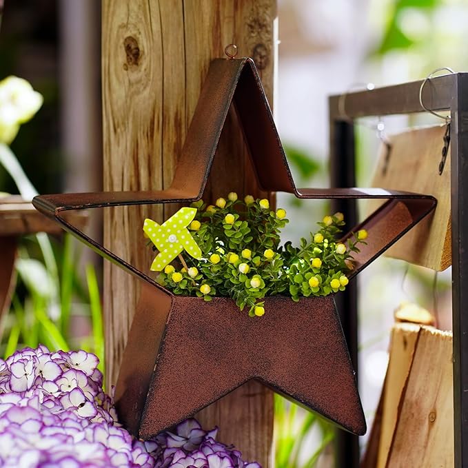 Metal Hanging Planters for Indoor & Outdoor Plants - Star Shaped Planters for Wall or Window,Garden Patio or Indoor Decor for Women(Cooper) Fashionoda