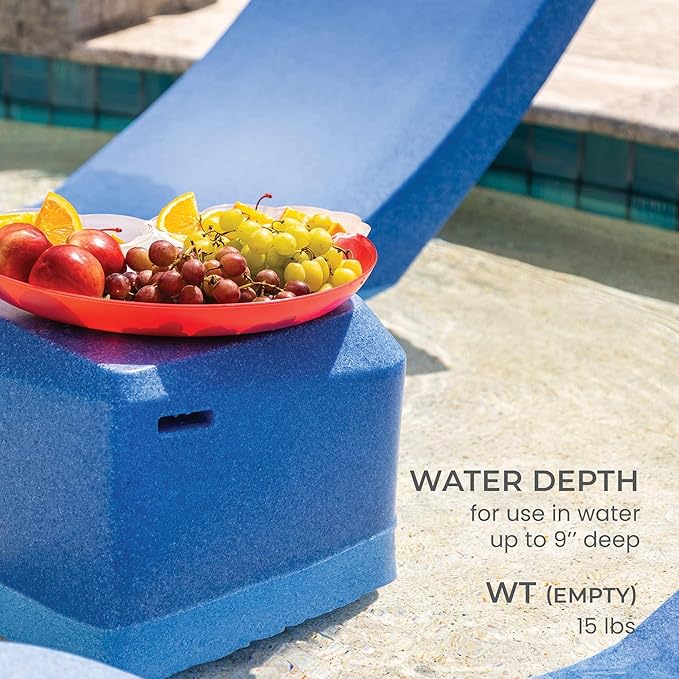 Classic White - Small Side Table – Designed for Shallow Shelves Up to 10” – Aqua Outdoors – Compatible with All Pool Types - Inside Pool, Sun Shelf & Patio Surfaces AquaOutdoors