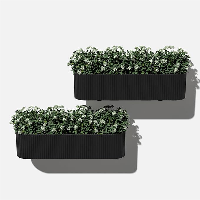 Veradek Demi Series Railing Planter - Hanging Planter Box for Windowsill/Balcony | Plastic-Stone Composite w/Railing Bracket | Modern Décor for Flowers VeradekOutdoor