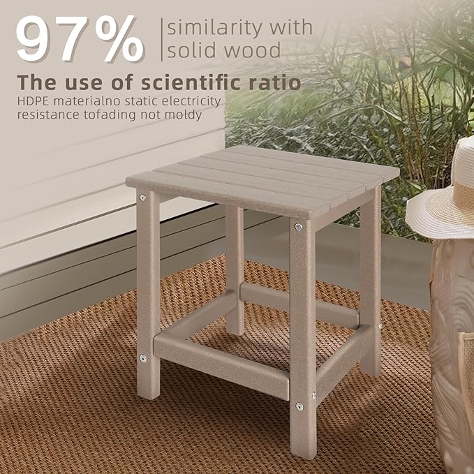 Outdoor Side Tables Adirondack, HDPE Small Table for Patio,Outside End Table for Porch, Deck, Pool, Weather Resistant/Easy Maintenance GARDENSTAR
