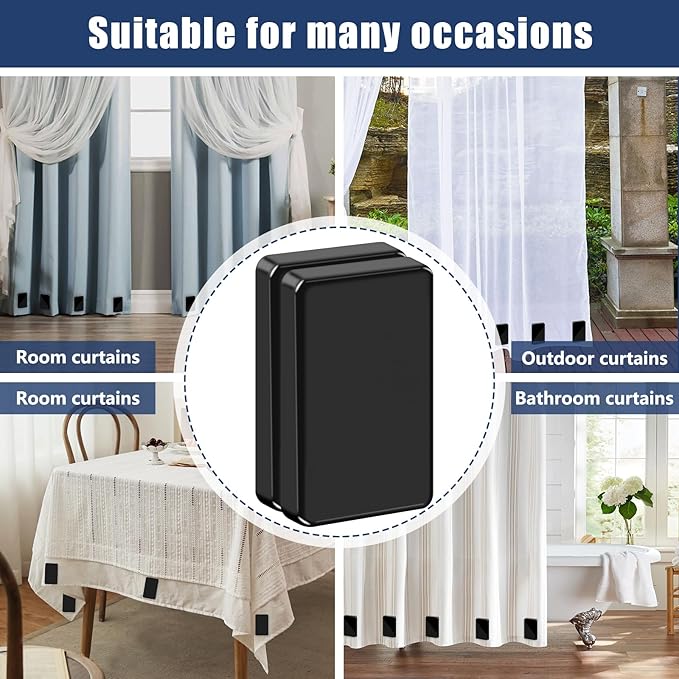 18 Pcs Outdoor Curtain Weights, Plastic Wrapped Magnetic Drapery Weights, Waterproof Heavy Duty Curtain Magnets for Heavy Wind Outside, Shower Curtain, Tablecloth, Flag (Black) Phoncoo