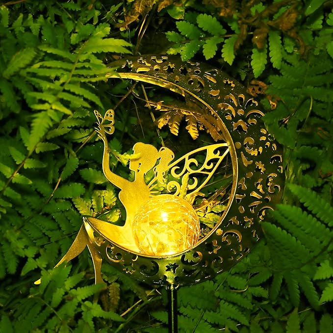 ZKLiLi Solar Lights Garden Decorations,Moon Fairy Light,Solar Statues Outdoor Decor,Warm LED Light for Pathway Lawn Patio Courtyard Gifts for Mom Grandma Women ZKLiLi