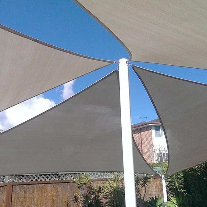 E&K Sunrise 9' x 9' x 9' Sun Shade Sail Triangle Canopy Shade Cover UV Block for Patio Backyard Garden Outdoor (Light Gray) EKSUNRISEINC