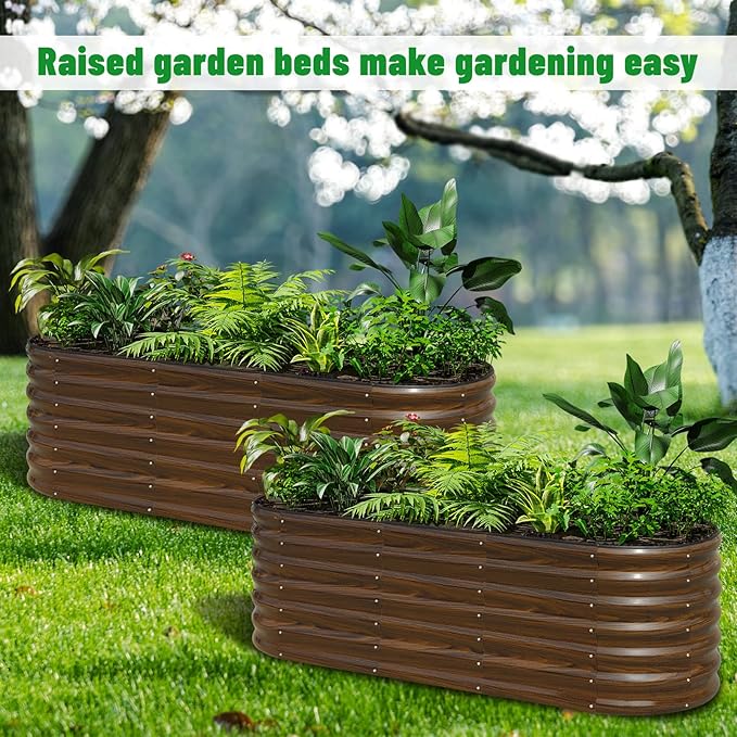 SnugNiture Galvanized Steel Raised Garden Bed Kit, 2 Pcs 6x2x2 ft Large Metal Planter Box Outdoor for Gardening Vegetables, Flowers and Fruits snugniture