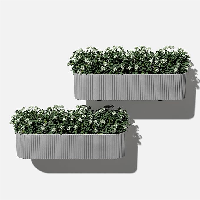 Veradek Demi Series Railing Planter - Hanging Planter Box for Windowsill/Balcony | Plastic-Stone Composite w/Railing Bracket | Modern Décor for Flowers VeradekOutdoor