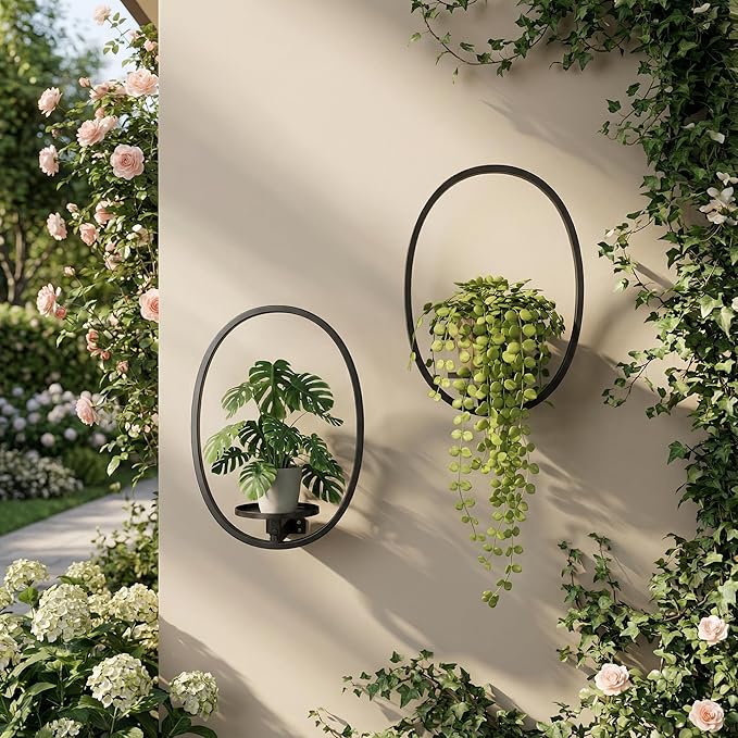 2 Pack Plant Stand Indoor Outdoor Hanging Planters for Plants Wall Plant Holder for Indoor Plants Plant Frames Wall Decor for Livingroom Bedroom Balcony Patio NUZZERO