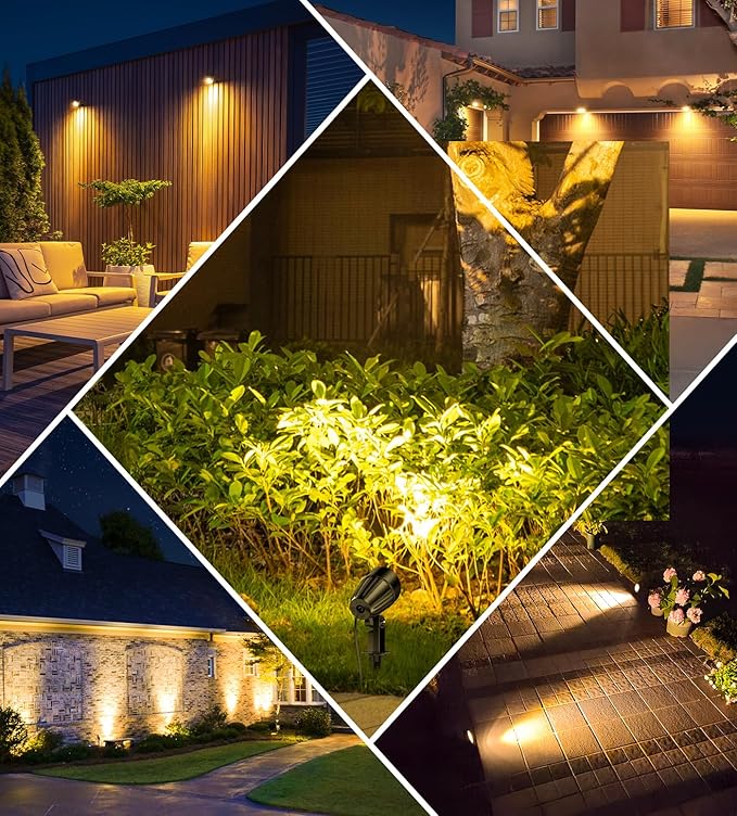 MEIKEE 7W Low Voltage LED Landscape Lights 800LM 12V Outdoor Landscape Lighting 2700K Warm White IP66 Waterproof Garden Pathway Lights Yard Lawn Spotlights with Connectors (4 Pack) MEIKEE