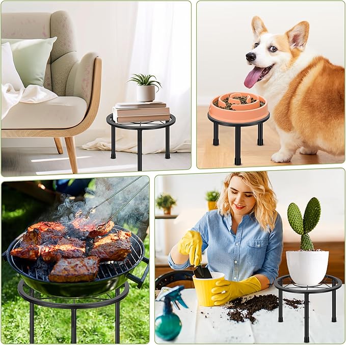 6 Pack Metal Plant Stands, Heavy Duty Plant Stand for Indoor Outdoor, Anti-Rust Iron Flower Pot Stands Outdoor Plant Holder, Potted Plant Shelf for Living Room Balcony Garden Patio, Black SBOSBO