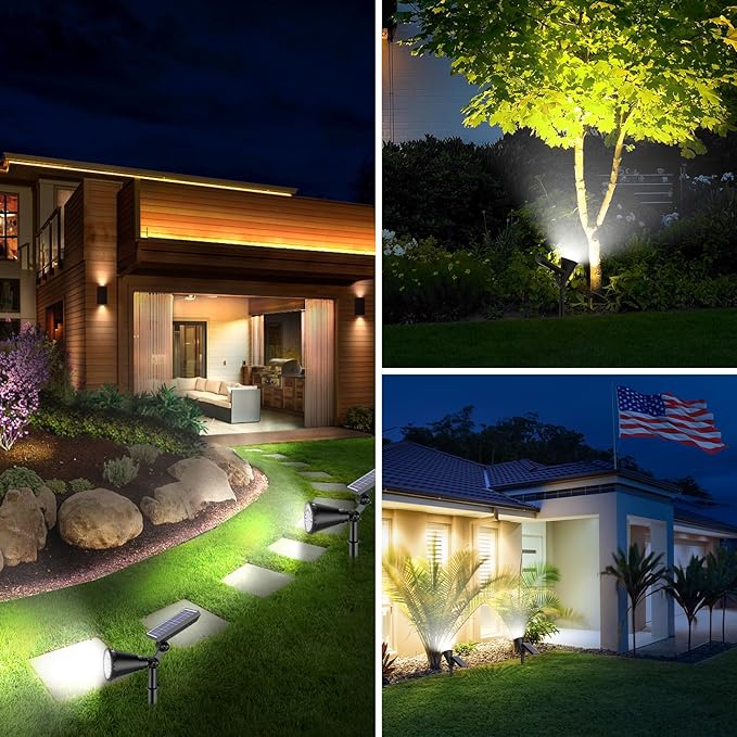 Solar Lights Outdoor Waterproof, 36 LEDs Adjustable Solar Spot Lights Outdoor, 2-in-1 Solar Powered Spotlight Landscape Lighting for Tree, Garden, Yard, Pathway- 3 Pack (Cool White) Rootora