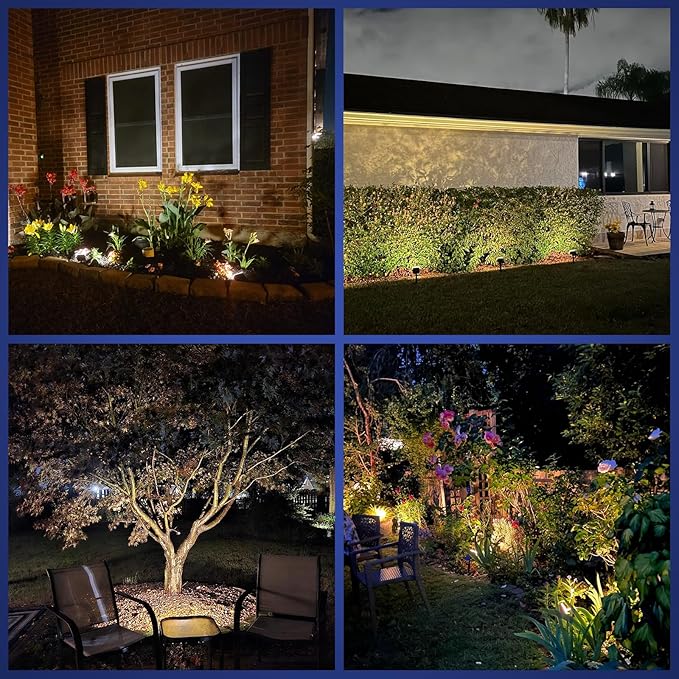 NYMPHY Solar Lights Outdoor Waterproof IP68, 56 LED 3 Lighting Modes Solar Powered Garden Yard Spot Solar Lights for Outside Landscape- 4 Pack (Warm White) NYMPHY