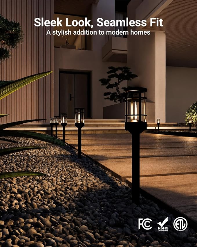Sunco 6 Pack Low Voltage Garden Pathway Lights, LED Landscape Pathway Lighting, 1.5W, 50 LM, 3000K Warm White, Wet Rated, for Garden Pathway Walkway, Clear Glass Design with Connectors ETL SuncoLighting