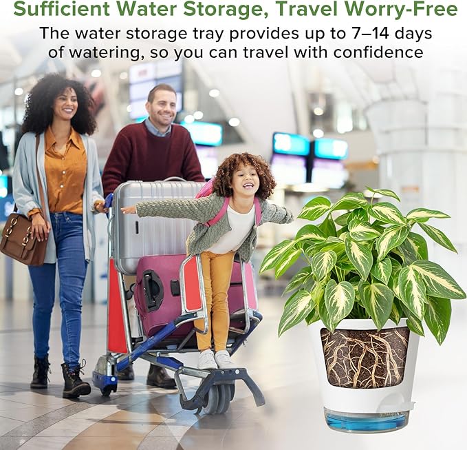 GARDIFE 2026 Upgraded Self Watering Plant Pots with Drainage Hole, 8/7/6.5/6/5.5/5/4 Inch Flower Planting Containers for House Plants, African Violet, Flowers, Cactus (White, 8+7+6.5+6+5.5+5+4 inch) GARDIFE