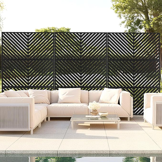 Outdoor Privacy Screen,72" H×47" W Metal Privacy Screen, Freestanding Privacy Fence Panels for Patio FENCY